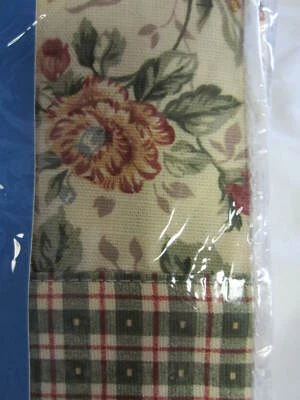 NIP~DESIGNABLES~DARCY~PAIR OF TIERS~56" x 24"~1432 NATURAL~FLORAL & PLAID~PRETTY - Image 1 of 4