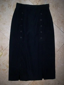 BIANCA 38 SKIRT,26 Waist,33 Length,18 Slit,2 Rows of 6 Buttons,Belt Loops,Black - Picture 1 of 2