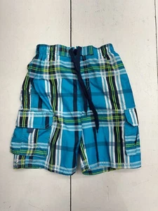 Kanu Surf Blue Green Plaid Swim Shorts Boys Size Medium 5/6 - Picture 1 of 6