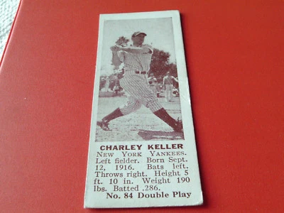 1941  DOUBLEPLAY  CHARLEY  KELLER  #  84    1/2  CARD   !! - Image 1 of 2
