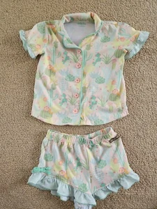 Matilda Jane Dream Chasers Sleeping Cactus PJ Set Girl Size 4 Green Shirt Shorts - Picture 1 of 3