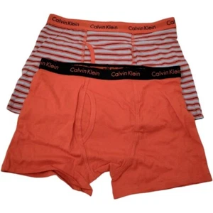 Calvin Klein 2 Pack Boxer Briefs Boys Small Orange, Orange-Grey - Picture 1 of 5