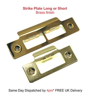 Door Strike Plate Brassed Mortice Latch 114mm or 75mm L Pack of 1 2 3 4 5 or 10 - Picture 1 of 13