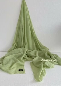 Lime Green Cashmere Scarf Shawl Stole Wrap Throw 100% Pashmina Nepalese Handmade - Foto 1 di 6