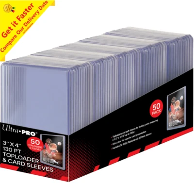 50 x Ultra Pro Clear Thick 130pt TOPLOADER Rigid Card Protector TOP LOADER 3x4 - Image 1 of 4