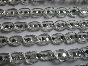 2 Meter Spitze Nichtelastisch Silber 7 mm breite Borten #BB 615 - Bild 1 von 8