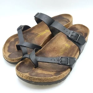 Birkenstock MAYARI Toe-Loop Slide Flat Sandals - Sz 40EU / US 9 Black Leather - Picture 1 of 5