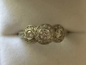 Vintage Platinum 3 stone Diamond Ring - Picture 1 of 8