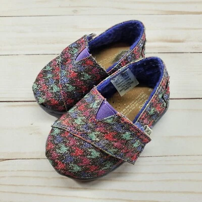 Toms Classic Tiny Toms Size 4 Pink Purple Sparkle Shoes Baby Toddler Slip-On - Image 1 of 4