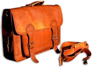 18" Mens Genuine Branded Real Leather Satchel Messenger Man Laptop Briefcase