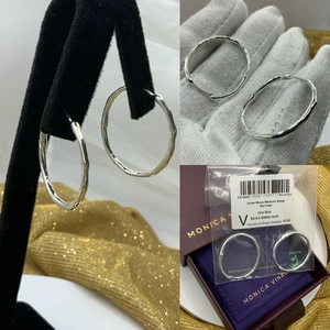Pendientes de aro medianos Monica Vinader Siren Muse de plata de ley PVP £120 - Imagen 1 de 16