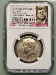 Medio dólar S Kennedy 2017 50c NGC SP70 acabado mejorado primer día de emisión 96520 - Imagen 1 de 2