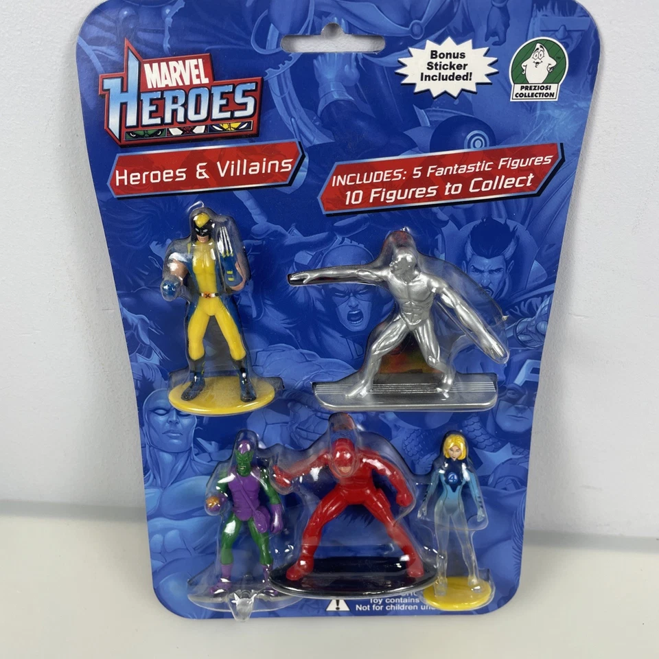 Juego de 5 figuras de héroes y villanos de Marvel 2009, pegatina extra incluida Foto 1 de 4