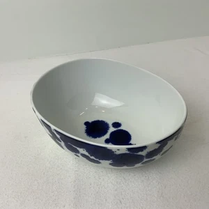 Paola Navone Portugal Crate & Barrel Como Blue Splash Porcelain Oval Bowl 7 X 5 - Picture 1 of 12