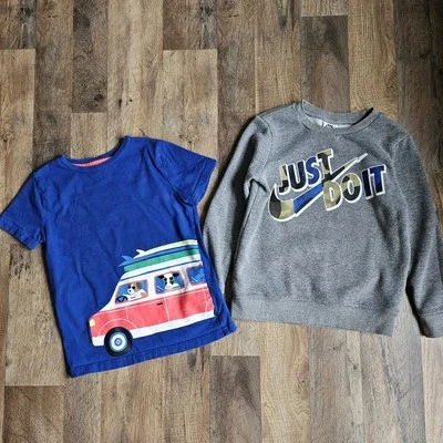 Mini Boden T shirt & Nike Sweatshirts Lot Size Boys 6-7 Yrs EUC Cotton Blend - Image 1 of 4