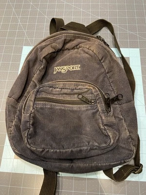 罕见 复古 90 年代 Jansport 泪珠灯芯绒黑色迷你背包包 12"X10" — 第 1/3 张图片