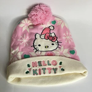 Hello Kitty Weihnachten Beanie Mütze rosa Plüsch weich 10 Zoll Damen Mädchen Kinder - Bild 1 von 7