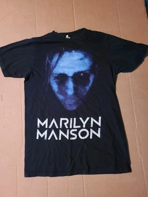Camisa negra Marilyn Manson Big Face banda de metal adulto pequeña Big Island  Foto 1 de 4