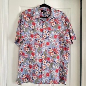 Club Room Linen Floral Shirt Men's Large – Tropical Hawaiian Resort Style - Picture 1 of 8