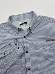 ExOfficio Shirt Mens XL Insect Shield Blue Button Down Snap Long Sleeve Outdoor - Picture 1 of 15