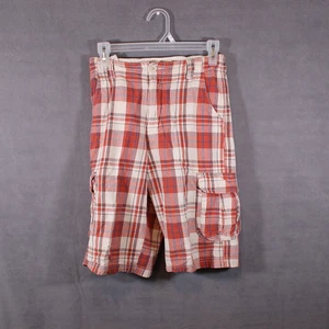 Urban Pipeline Boys Cargo Shorts Size 14 Red White Plaid Cotton Pockets Casual - Picture 1 of 9