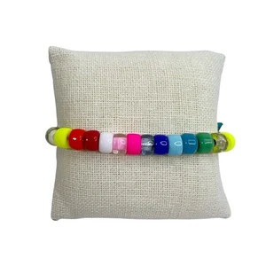 HART Regenbogen Glasperlen Gold Lurex Kordel Armband verstellbar 13,5" bunt - Bild 1 von 10