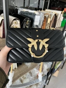 NWT Beautiful Pinko Love Mini Bag Black Crossbody Leather - Picture 1 of 8