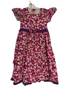 Vintage Ammi Girls Dress Floral Pink Purple Cottage Core 100% Cotton Size 12 - Picture 1 of 7