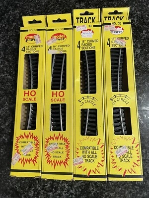 Lot Of 4 HO Scale Model Power No. 33 18" Curved Radius Sections Track New! - Image 1 of 4