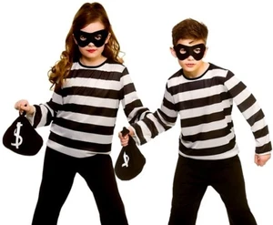 Niño FURTIVO LADRÓN Prisionero Criminal Niños Niñas Elegante Vestido Disfraz Ladrón Niño - Imagen 1 de 7
