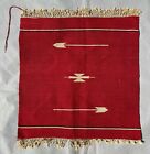 Antique Chimayo Sample Fringe Carpet Rug Mahogany Red Gold Authentic 20s Vintage