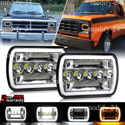 2PCS DOT 7x6" 5X7 LED Headlights Hi-Lo DRL Beam Fit Dodge D150 D250 D350 Ram 50 - Image 1 of 4