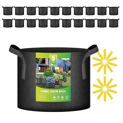 Pack de 20 bolsas de cultivo con 20 etiquetas para exteriores frutas verduras flores negro Foto 1 de 4