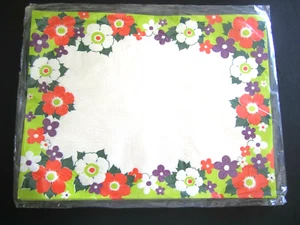 Vintage Linen Paper Placemats Bright Floral 16 pc New in package Art Products Co - Picture 1 of 3