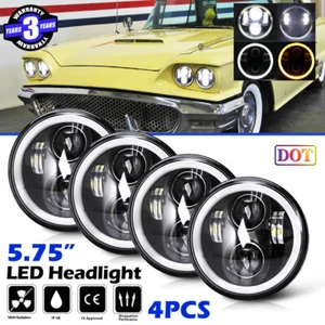 4PCS 5.75'' LED Headlights Hi/Lo Beam Halo DRL H4 for Ford Thunderbird 1958-1976 - Picture 1 of 13