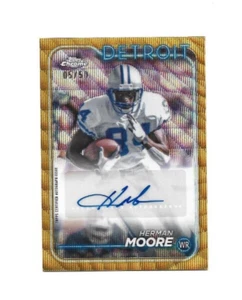 2024 Topps Chrome Herman Moore rifrattore automatico onda oro 5/50 #BA-HMO Detroit - Foto 1 di 2