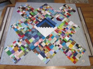 USA Handmade Twin/Full Size Quilt- Scrap Patchwork 76" x 76" Multi-color - Picture 1 of 9