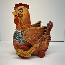 Vintage Fisher Price Wooden Pull Toy # 140 ~ *THE CACKLING RED HEN*  Made In USA