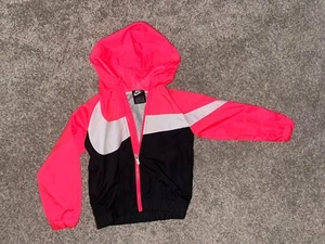 Girls Size 6-7 Pink And Black Wind breaker Zip Up Jacket  - Picture 1 of 11