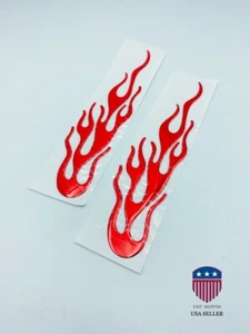 Pair 3D Style Red Fire Flame Pattern Reflective Adhesive Sticker for Car Decor - Picture 1 of 7
