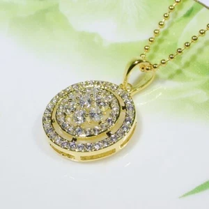 P3074 White Yellow Gold Plated Women Fashion Jewelry Necklace CZ Pendant Gift - Bild 1 von 9