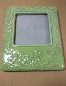 Spring Green Ceramic Picture Frame embossed Design 6x7 high gloss  - Picture 1 of 8