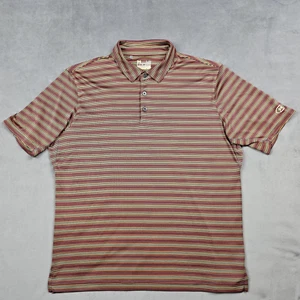 Under Armour Golf Polo Shirt Mens Large Striped Retro Performance Stretch Casual - Picture 1 of 9