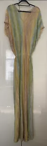 Maxi Vestido de Playa MISSONI MARE Cuello en V Verde Amarillo Caftán Talla Única (se adapta a UK8-14) - Imagen 1 de 2