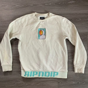 RIPNDIP Pullover Sweatshirt Erwachsene klein cremefarben Katze bestickt Schreibweise - Bild 1 von 19