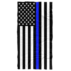 Thin Blue Line American Flag Beach Towel 30" X - Picture 1 of 6