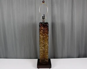 37.5" textured Amber glass table lamp, brutalist, mid century modern style - Picture 1 of 13