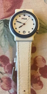 Vintage Unisex Fila Sports Watch Swiss Made, Water Resistant White and Blue - Picture 1 of 2