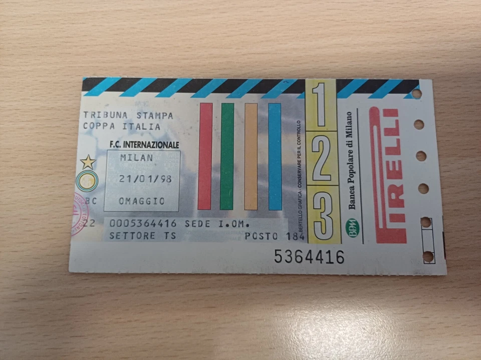 BIGLIETTO CALCIO FOOTBALL TICKET - INTER MILAN 1997 - Immagine 1 di 1