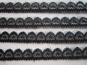 elegante Schwarz SPITZE Nichtelastisch Borte 1cm JL 016 - Bild 1 von 3